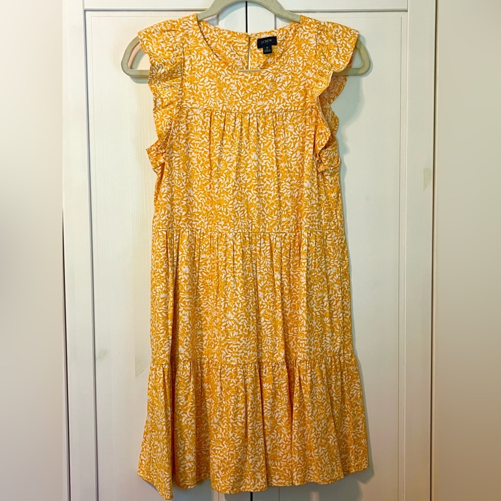 J.Crew Factory Linen-blend Printed Mini Dress, Yellow, Size 0